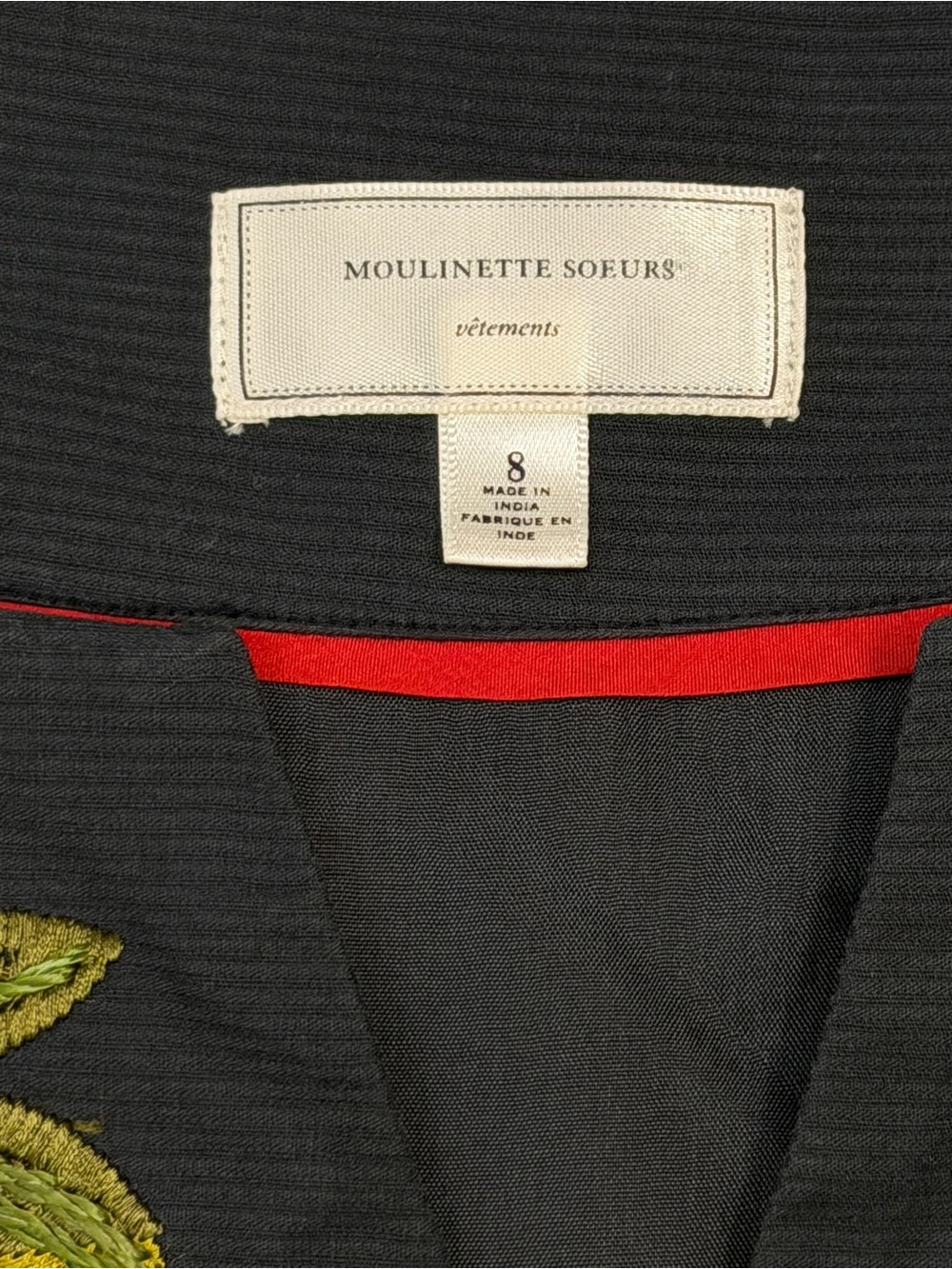 Moulinette Soeurs by Anthropologie Black Floral Rose Embroidery Sheath Dress 8 - Picture 10 of 11
